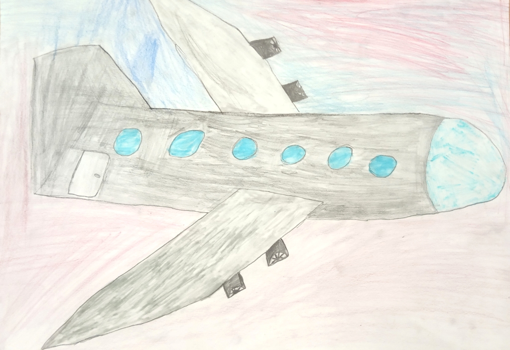 Рисунок Доманина Ивана, 7 лет, Я люблю летать с ИрАэро